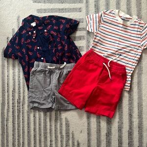 Boys 6/7 patriotic 4-piece summer lot (J. Crew crew cuts, Gap, Hanna Andersson